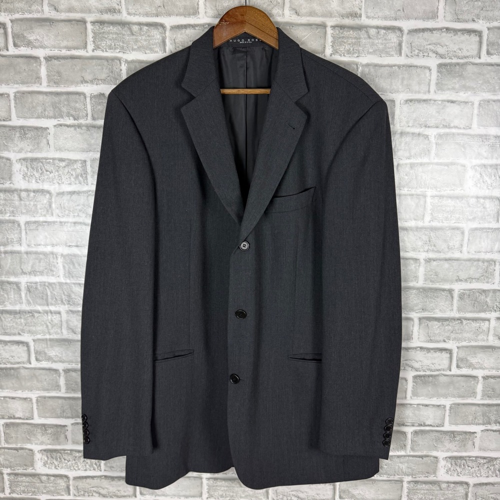 Hugo Boss Einstein Sigma Blazer Solid Charcoal Gray Wool 3 Button Sport Coat 42L